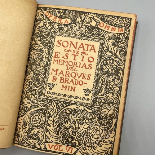 SONATA DE ESTÍO. MEMORIAS DEL MARQUES DE BRADOMÍN. RAMÓN DEL VALLE-INCLÁN. OPERA OMNIA. 1917