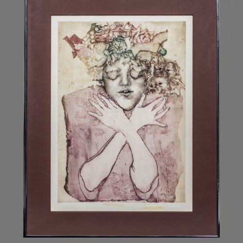 GRABADO FIRMADO Y ENMARCADO, 35/60. RETRATO CONTEMPORÁNEO. 1973