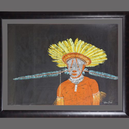 PINTURA DE HELOISA BIRAL FIRMADA. TÉCNICA BATIK SOBRE TELA. CON MARCO