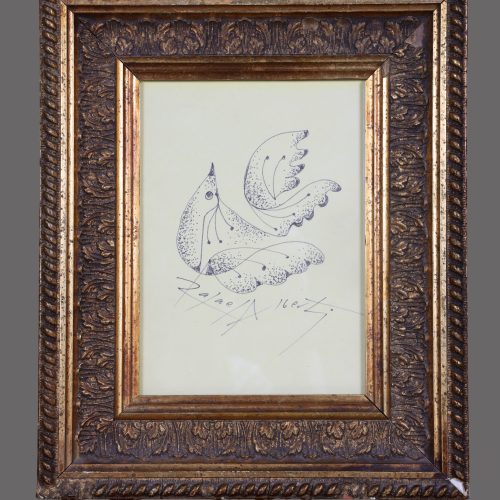 DIBUJO DE RAFAEL ALBERTI FIRMADO. PALOMA. 1983. CON MARCO