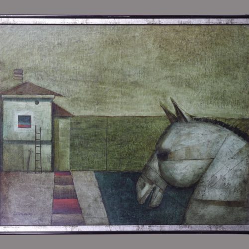 PINTURA DE TRAJCHE JANCHEVSKI FIRMADA. 1983. CON MARCO