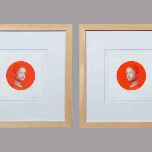DÍPTICO DE SALUSTIANO FIRMADO Y ENMARCADO. JUNE I & II. ORANGE. NUMERADO 42/50. 2019